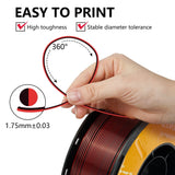 KINGROON Dual-color Silk PLA Filament 1.75mm 2 Color Coextrusion Glossy 3D Printer Filament PLA, 3kg/pack 1kg each spool