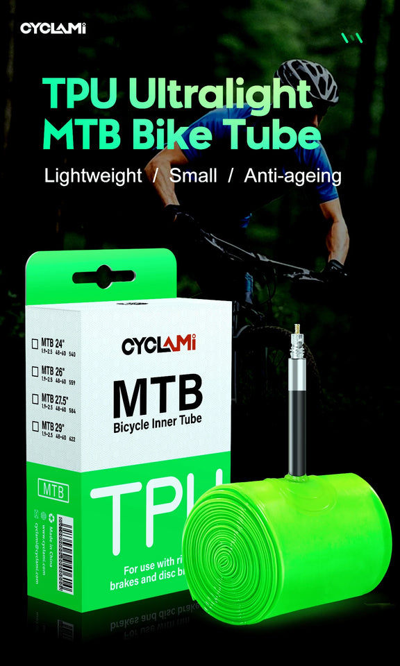 CYCLAMI Ultralight Bike Inner Tube 26 27.5 29 Inches MTB Bicycle TPU Material Tire 45mm French Valve Super Light Anti-Oxidation