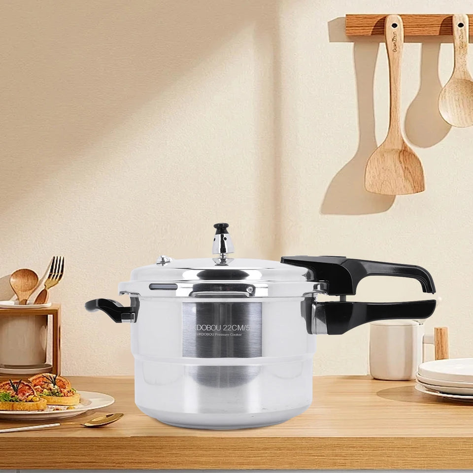 Aluminum Pressure Cooker with Steaming Plate Pressure Cooker Household Stovetop Pressure Canner for Gas and Induction Stoves