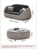 Outdoor Rattan Patio Furniture Set Cushioned Wicker Loveseat Garden Backyard Porch Sofa All Weather Durable