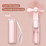 Foldable Small Fan Portable and high-power Hand Held Portable Mini Fan Rechargeable Hand USB Charge Fan
