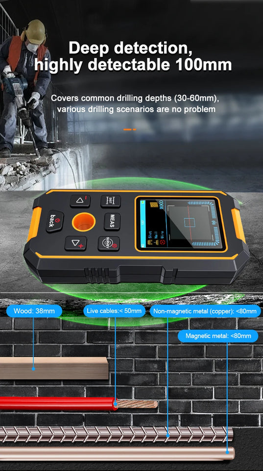 Noyafa Nf-513S Metal Detector Wire Finder for Detecting Underground Cables Cable Metal AC Wood in Walls Cable Tracker Tools