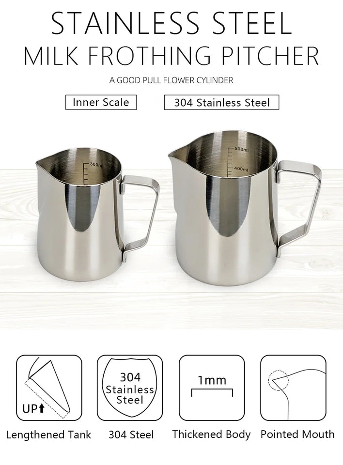 Coffee Milk Frothing Jug Latte Art Milk Frother Pitcher Stainless Steel Measurement Jug Espresso Barista Tool Coffee Accessories