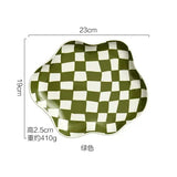 Ceramic Tray Checkerboard Jewelry Storage Plate Ring Earing Dessert Plate Home Decoration Retro Desk Organizer Kitchen Tableware