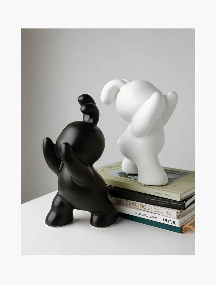 1 pair desk organizer Creative Rabbit Bookend Ceramic Ornament Desktop book holder Cute Gift simple nordic style book organizer