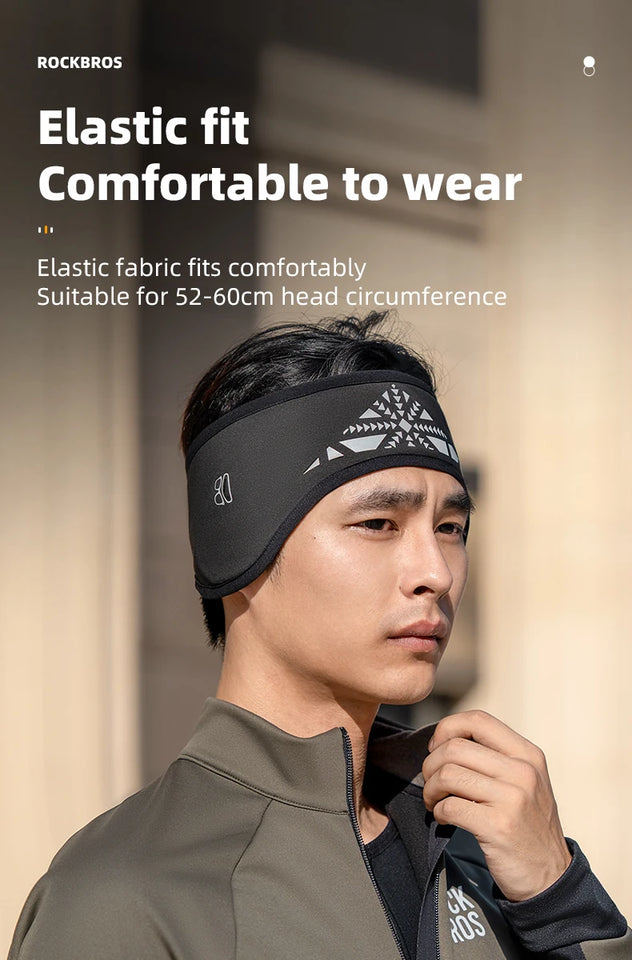 ROCKBROS Outdoor Cycling Headband Ear Warmer Men Winter Cycling Workout Windproof Double Layer Warm Earmuffs Headwear Sweatband