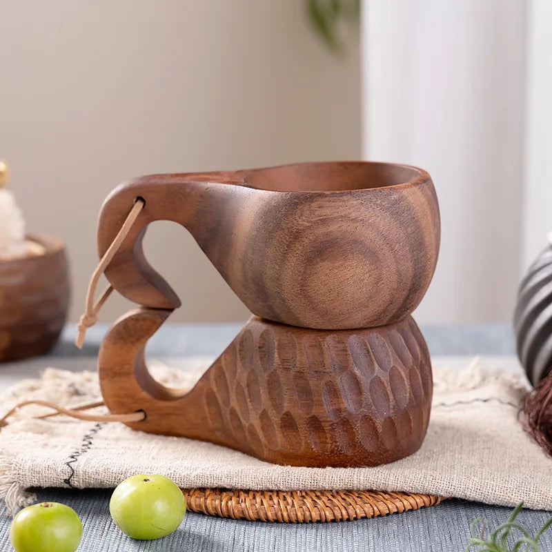 (1pcs) Creative Small Wooden Milk Cup 6/8oz 180-240ml Finland Wooden Coffee Cup