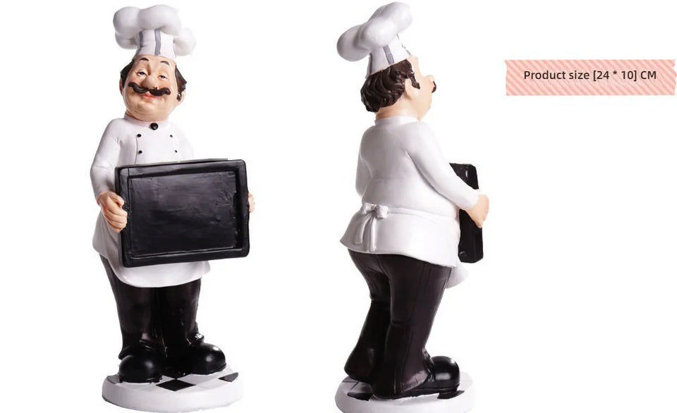 Restaurant Resin Decor - Chef Figurine & Bar Ornaments for Cafe, Commercial Kitchen Decorations Durable Resin Craft