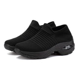 Women Sneakers Fashion Black Sports Casual Shoes Breathable Mesh Lightweight Air Cushion Non-Slip Running Shoe Zapatillas
