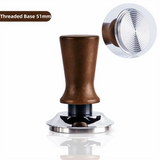 Premium 51/53/58MM Coffee Tamper Wooden Handle Durable Pressure Hammer Stainless Steel Base Barista Tool Professional Use