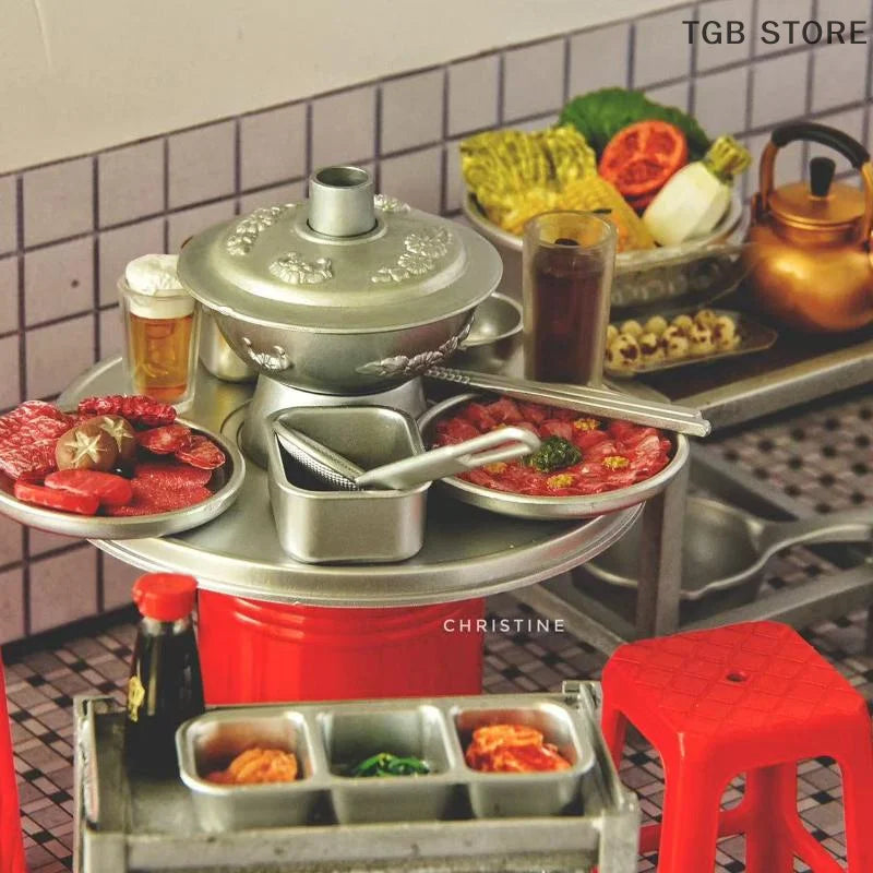 1/6 Dollhouse Mini Kitchen Storage Box Models Set Vegetable Preparation Fresh Keeping Lunch Box Tableware Decor