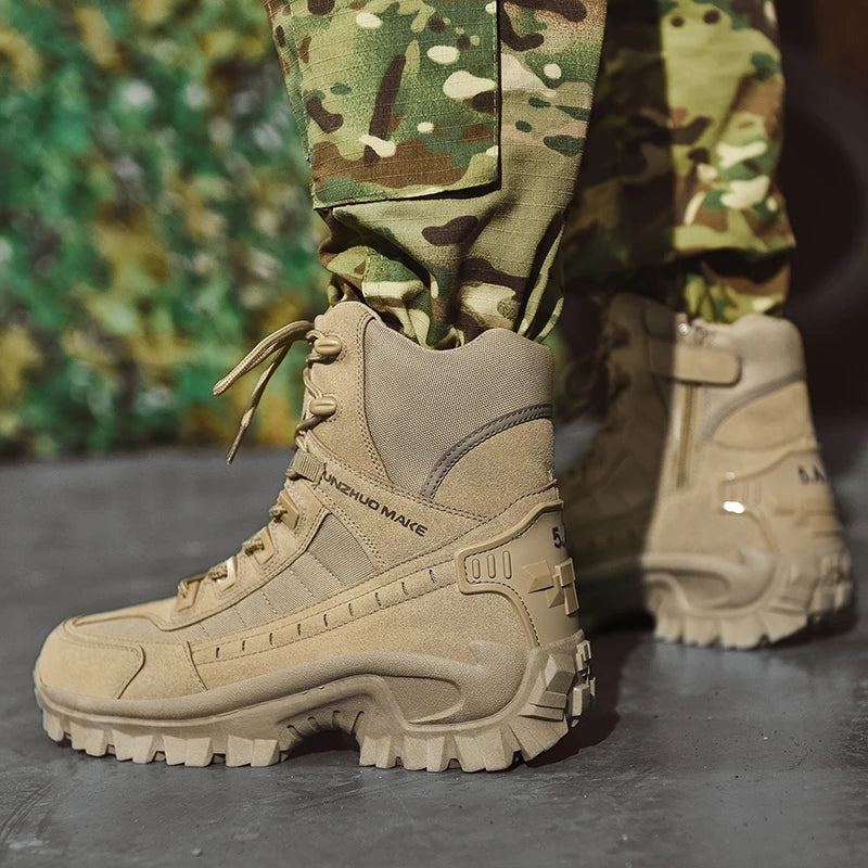2024 New Winter Work boots Men's Desert Tactical Boots Outdoor Hiking Shoes Men's Leather Desert Combat Ankle Boots Plus Size