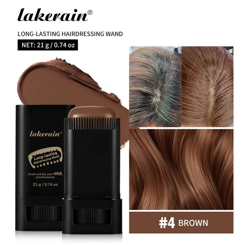 2in1 Hair Dye Stick with Comb Black Brown Coffee Long Lasting Temporary Hair Coloring Covered White Hairs Hairline Pen Washable