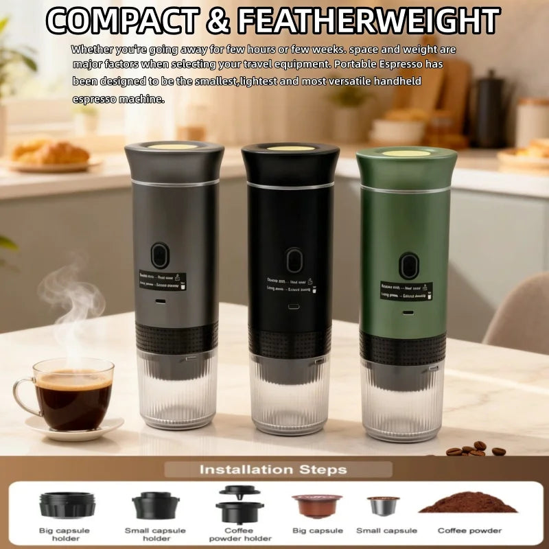 Portable Espresso Coffee Machine 3-in-1 Capsule Coffee Maker for Car & Home Coffee Maker  Hot/Cold Portable Coffee Maker