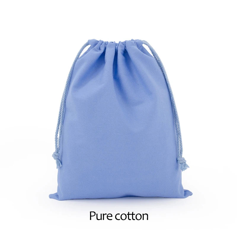 Cotton Drawstring Storage Bag White Canvas Bags for Candy Gift Package Pouch Reusable Home Sundries Organize Dustproof Sacks