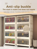 Collapsible Sturdy Storage Cabinet with Drawers and Wheels - Roomy Multi-purpose PP Organizer - Durable Storage Shelf