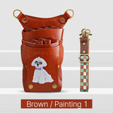 Fenice scissors storage bag,hold 8 scissors, 8 paintings, 6 colors cowhide,waist bag, pet beautician, barber's special waist bag