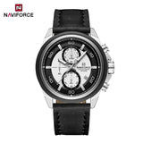 Original NAVIFORCE Business Luxury Leather Strap Men Watches Sports Chronograph Watch for Man 3ATM Waterproof Quartz Wristwatch