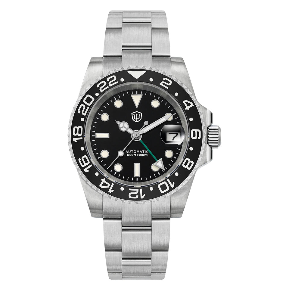 Watchdives WD16760 V2 GMT Watch NH34 Automatic Movement Sapphire Luminous Watches Stainless Steel 300m Waterproof Wristwatch