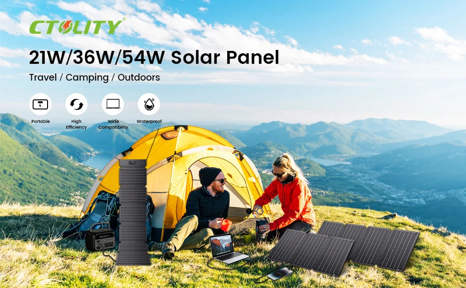 21W Portable Solar Panel, Foldable Solar Panel Charger 6V/3A Camping Hiking Backpacking Ultra-Fast Solar Phone Charger Dual USB