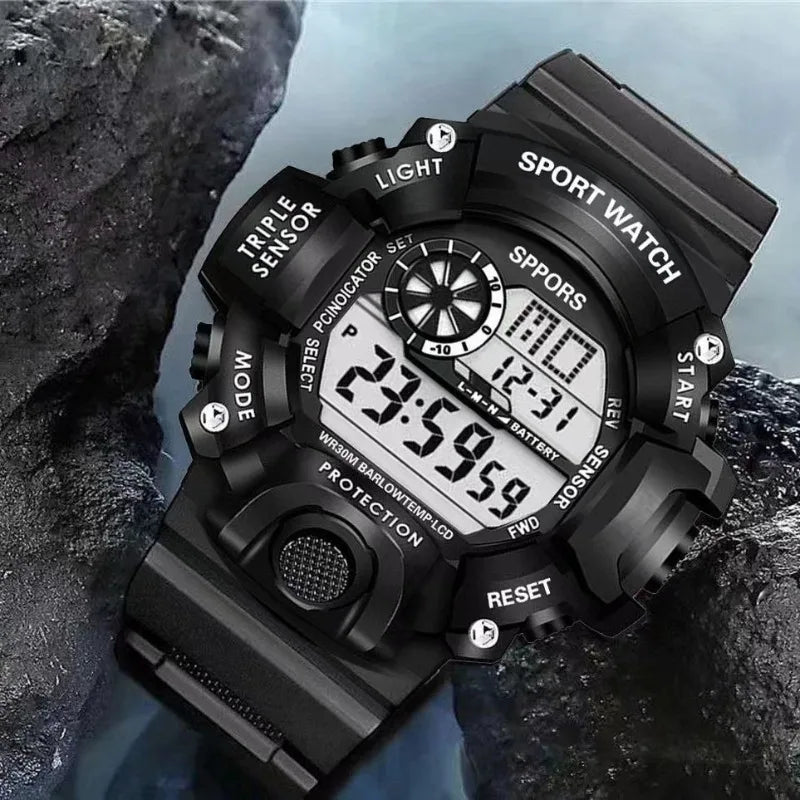 Electronic watch, stylish and simple outdoor large dial, multi-functional sports electronic watch