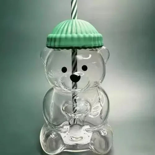 2026 New 500ML Cute Bear Cup Durable and Convenient Coffee,  and Cocktail Beverage Utensils, Cute Bear Straw Glass ，plastic Cup