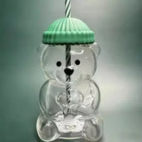 2026 New 500ML Cute Bear Cup Durable and Convenient Coffee,  and Cocktail Beverage Utensils, Cute Bear Straw Glass ，plastic Cup