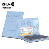 New Solid Color Passport Holder RFID Blocking Ticket Slot Clip Protective Cover Protector Leather Travel Card Bag