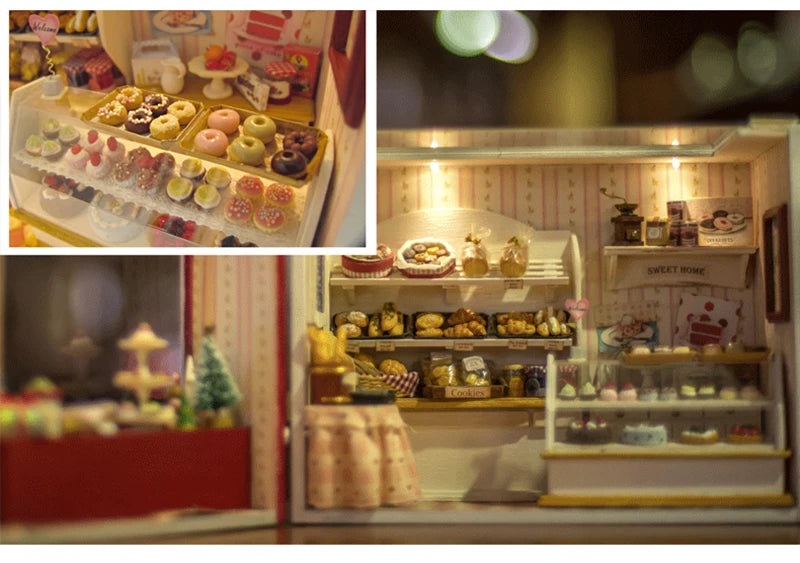 DIY Wooden Dollhouse Casa Miniature With Furniture Kit 3D Irish Cottage Coffee House Assemble Toy for Children Christmas Gifts