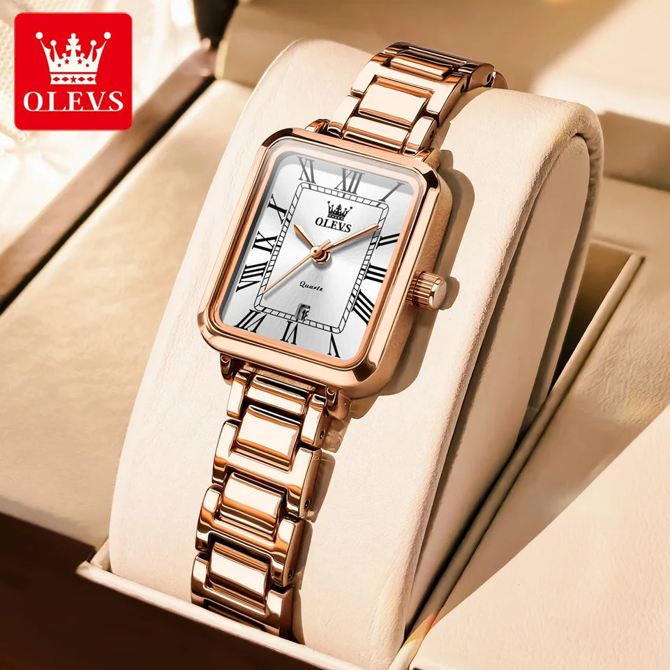 OLEVS 5641 Ladies Watch Fashion Luxury Original  Square Quartz Watch Waterproof Luminous Automatic Date Watches For Woman Gifts