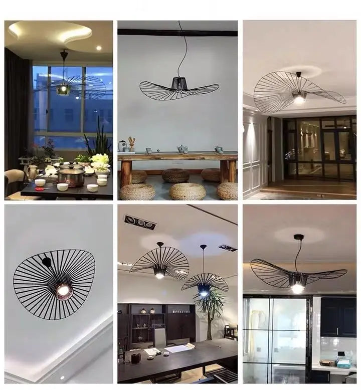 Italian Nordic Straw Hat Pendant Light Restaurant Art Living room Designer Industrial Retro Restaurant Kitchen Hanging Lights