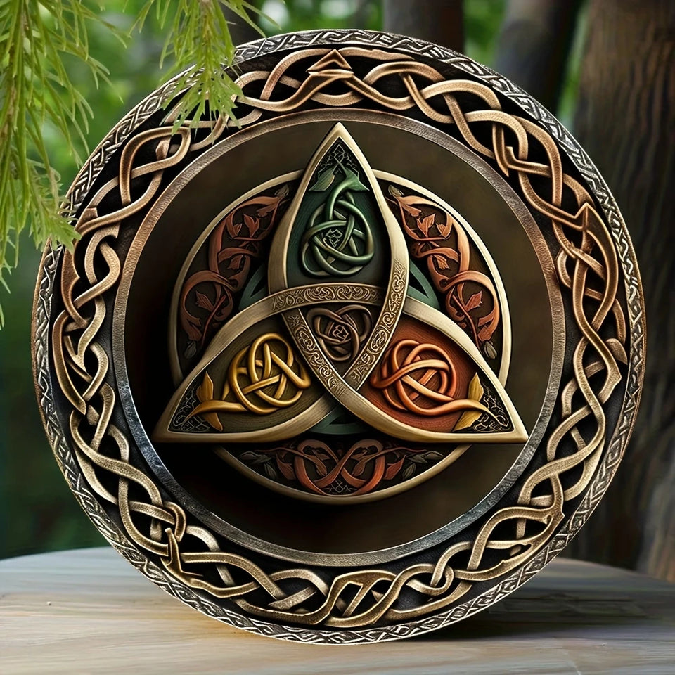 1 Piece 2D Celtic Three Curved Legs Symbol Logo Wooden Disc 8 Inch For Bedroom Living Room Home Restaurant Bar Coffee Shop