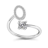 LATS Zircon Initial A-Z Letter Rings for Women Girl Adjustable Opening Ring Name Alphabet Female Wedding Fashion Jewelry Gift