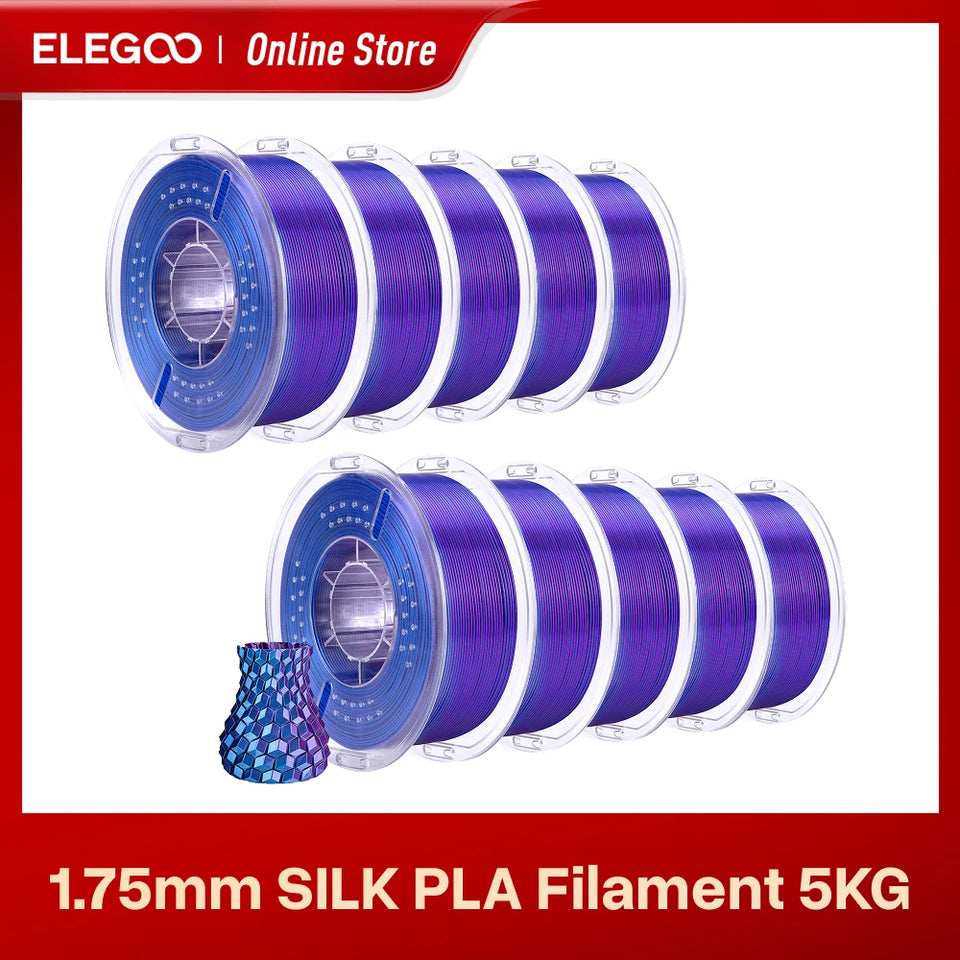 ELEGOO 5/10KG Silk Filament PLA 1.75mm 3D Printer Filament for FDM 3D Printers Elegoo PLA for Elegoo Centauri Carbon