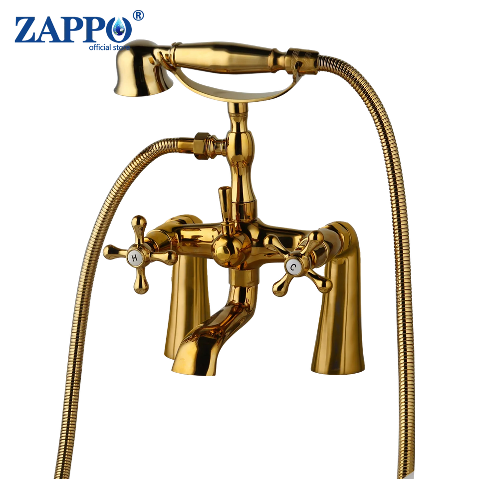 ZAPPO Bathtub Faucet Vintage Telephone Style with Dual Handles Deck mounted bathtub Faucet set Hot and Cold Water Mixer Tap