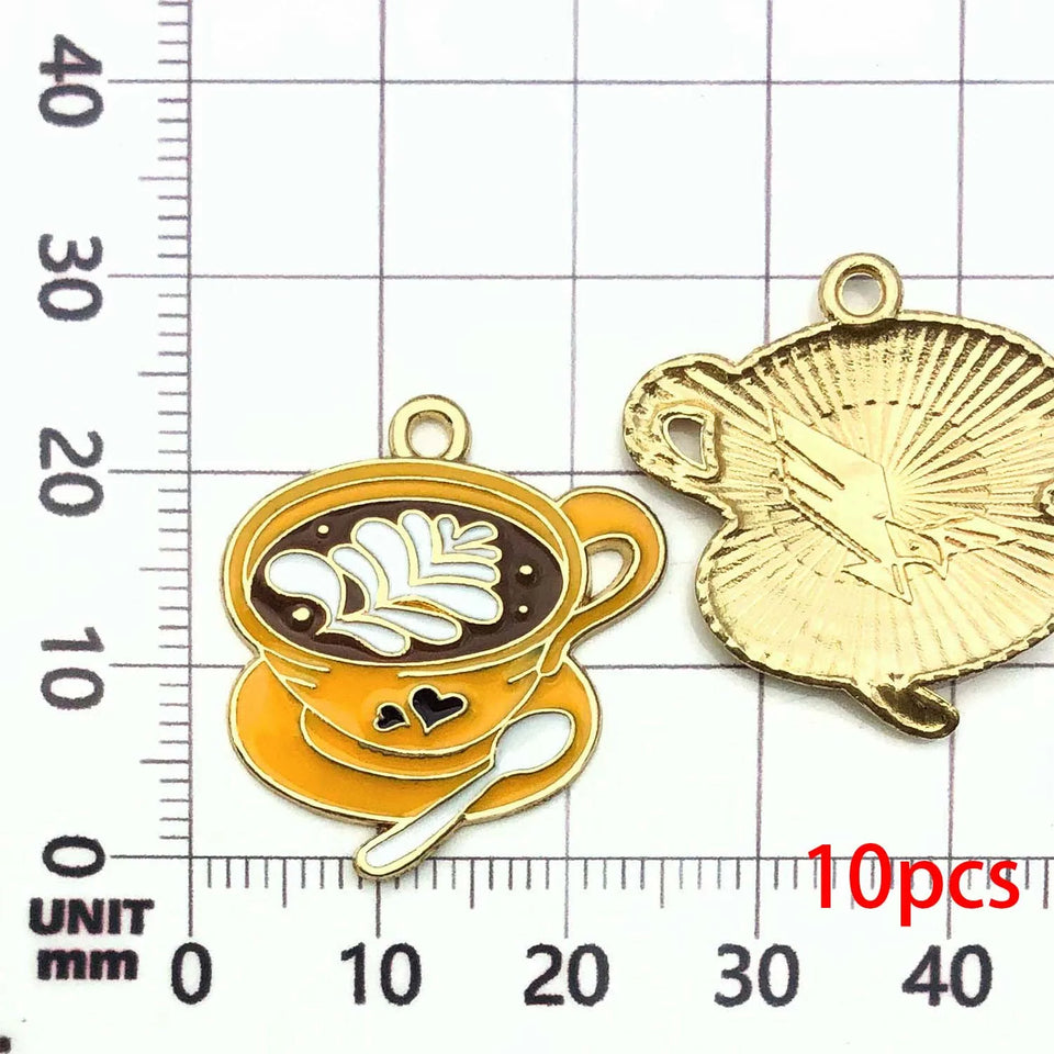 10/20pcs Coffee Charms Alloy Coffee Cup, Coffee Bean Design Pendants for DIY Bracelet Necklace Jewelry Making Accessories