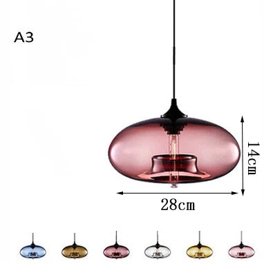 Modern Restaurant Chandelier Light Blown Colorful Glass  Lampshade Glass Ceiling Hanging Lamps Living Room Coffee Room Office