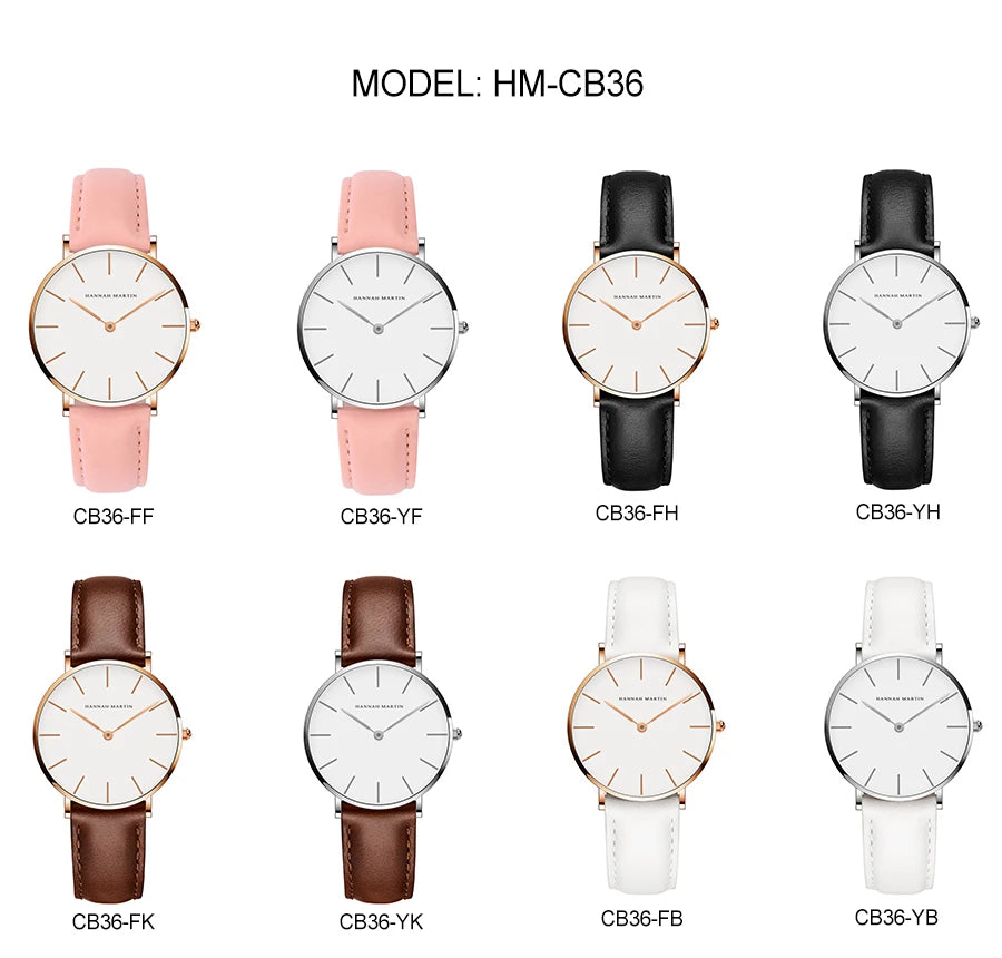 1 Set Women Leather Watches Minimalist Style 6.9mm Ultra Thin Dial Black Gift Box Adjuster Spare Strap Women's Dress Wristwatch
