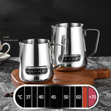 350/600ml Stainless Steel Coffee Latte Art Cylinder with Temperature Sticker Latte Art Cup Milk Frother Milk Cylinder 20oz