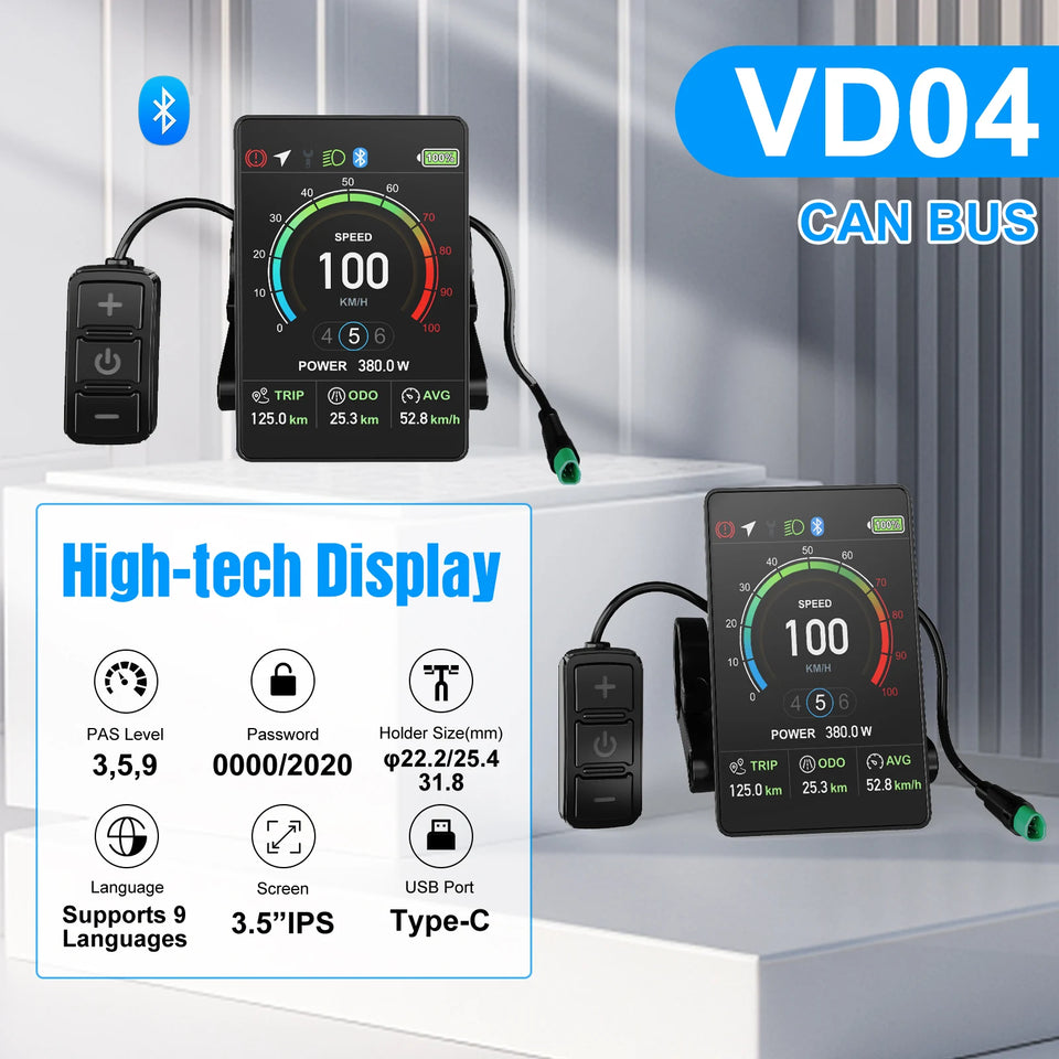 BAFANG CAN Display Electric Bike Computer DPC010 VD618 EKD01 Bluetooth Bafang CAN BUS Protocol Motors 5Pin Male Ebike Conversion