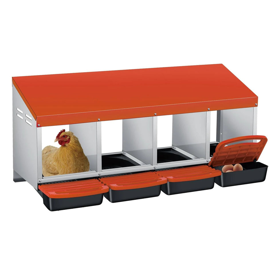 Multi-Compartment Metal Chicken Nesting Box Automatic Roll-Out Egg Collection Waterproof Steel Laying Box for Hens Ducks Rabbits