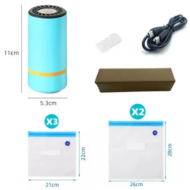Electric Air Pump for Vacuum Bags Portable USB Mini Vacuum Sealer Rechargeable Food Vacuum Packaging Sealing Machine for Home