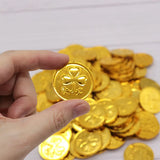 20/50/100pcs Clover Pattern Plastic Coin Fake Treasure Gift Simulation Coin Festival Decor Birthday Toys Kids Party Supplies