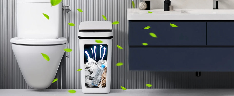 2 Pack 12L & 18L Bathroom Automatic Trash Can Touchless Motion Sensor Garbage Can with Lid for Bedroom living Room Kitchen White