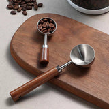 1pc New 304 Stainless Steel Measuring Spoon Coffee Bean Spoon 30ml Walnut Handle Coffee Powder Spoon Baking Spoon