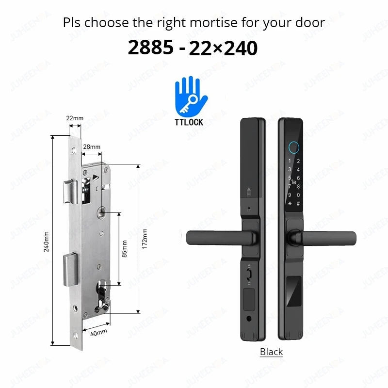 TTLock APP Waterproof Fingerprint Password Smart Lock For Outdoor Pull Push Sliding Aluminum Door 2885/ 3585/ 4585 /6085 Mortise