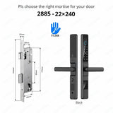 TTLock APP Waterproof Fingerprint Password Smart Lock For Outdoor Pull Push Sliding Aluminum Door 2885/ 3585/ 4585 /6085 Mortise