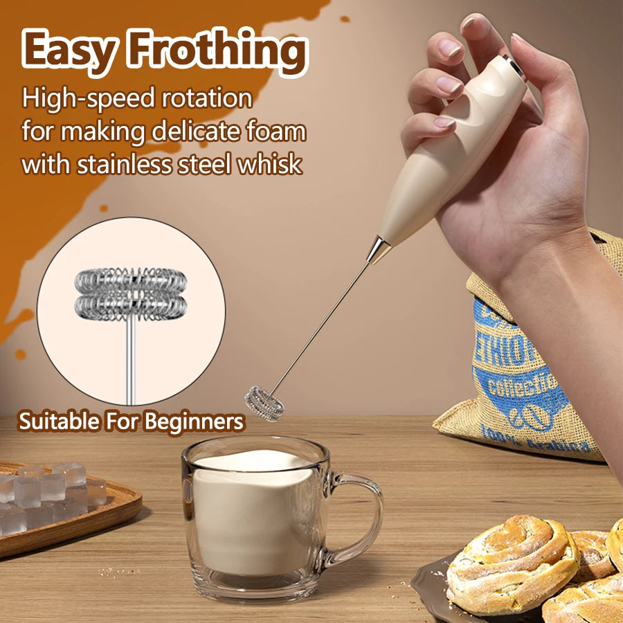 Handheld Milk Frother Foam Maker For Latte Mini Whisk Coffee Cappuccino Frappe Matcha Hot Chocolate Egg Beater Drink Mixer