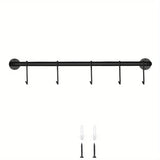 1/2 Set of Wall-Mounted Coffee Cup Holder, Modern Metal with 5/10 Cup Hooks, Rustic Utensil Tea Cup Storage Rack for Kitchen, Dining Room, Coffee Bar, Black