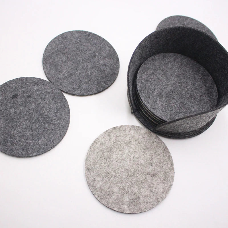 10pcs Round Felt Coaster Dining Table Protector Pad Heat Resistant Cup Mat Coffee Tea Hot Drink Mug Placemat Kitchen Accessories